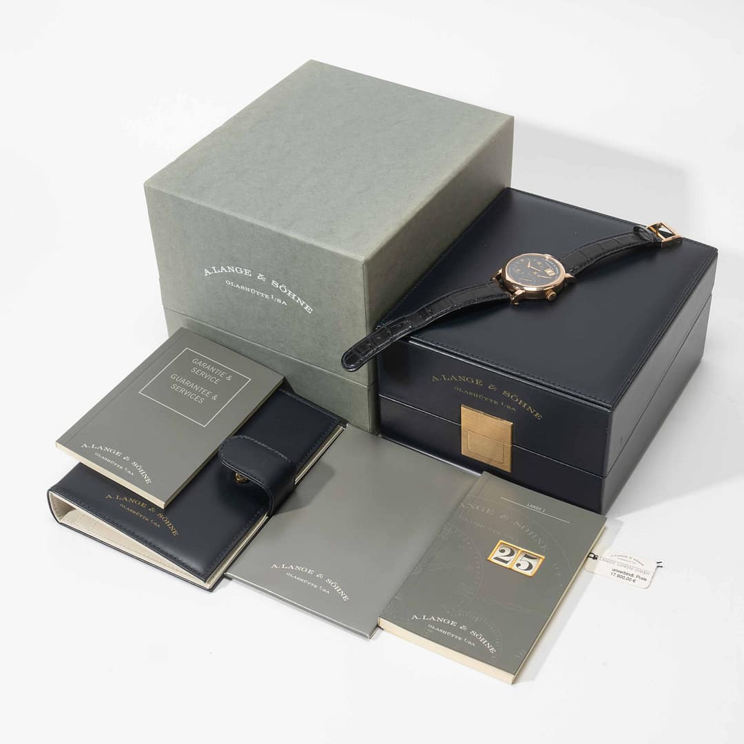 ☆新品未使用☆A. LANGE & SÖHNE 時計ケース ダークブラウン A. Lange & Söhne Lange 1 Black Dial Rose Gold 38.5mm (101.031