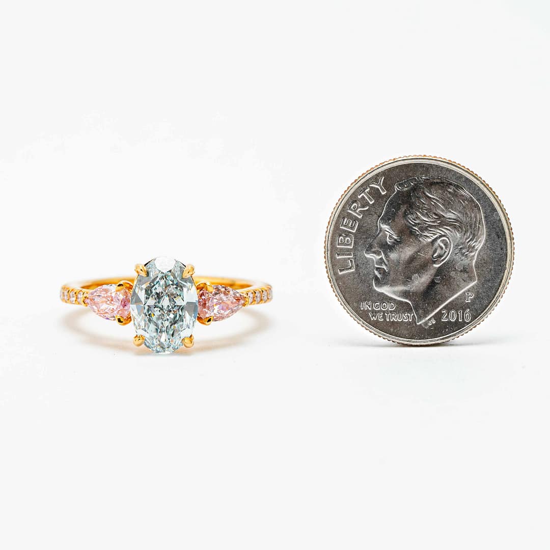 Carat Oval VS1 Light Blue VS2 Light Pink Diamond Three