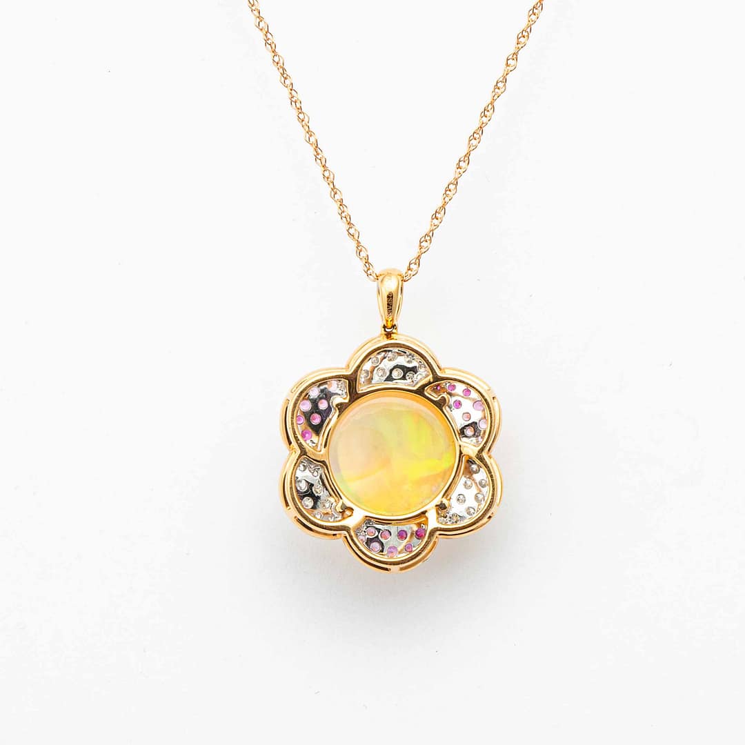0.50 Total Carat Weight Opal, Diamond, & Pink Sapphire