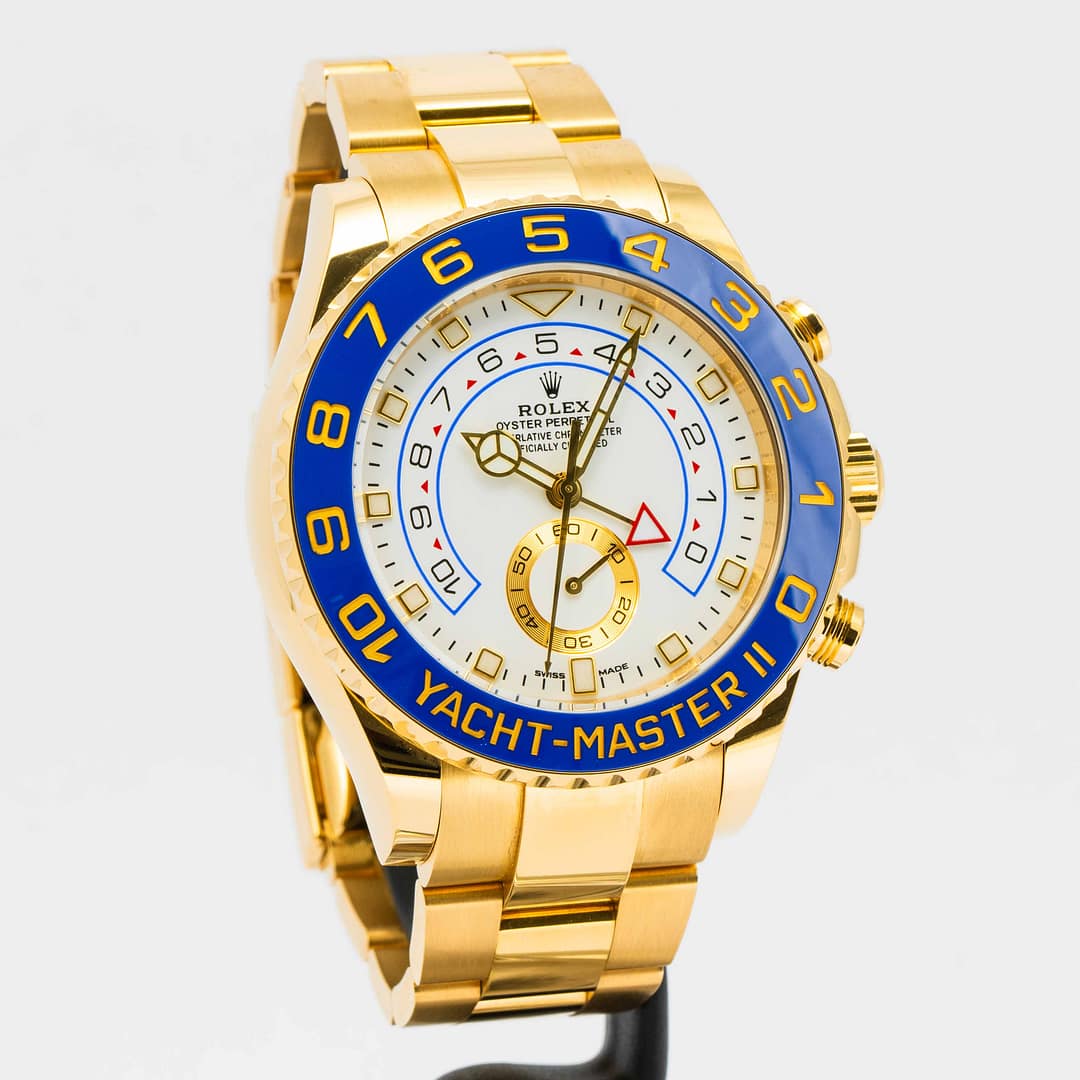 Rolex Yacht-Master II White Dial Mercedes Hour Hand Yellow Gold