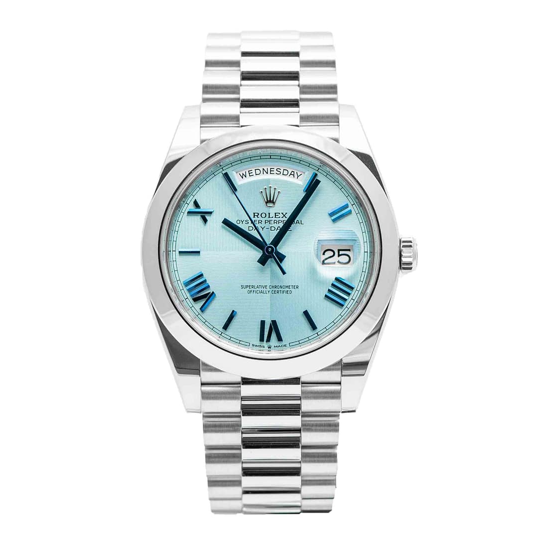 Rolex Day-Date 40 Ice-Blue Quadrant Motif Dial Platinum 40mm