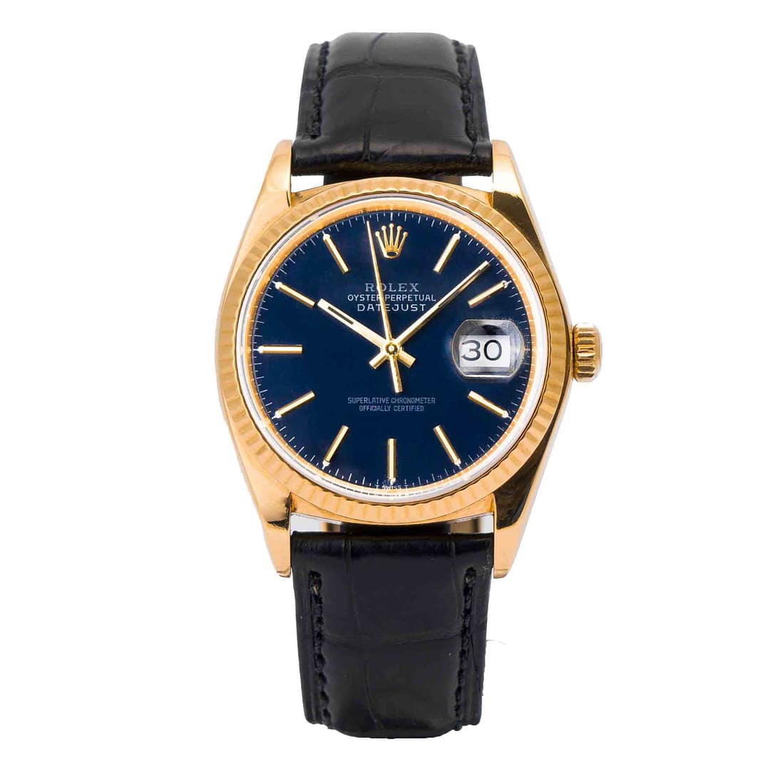 Rolex Vintage 1979 Datejust Blue Dial Yellow Gold 36mm (16018