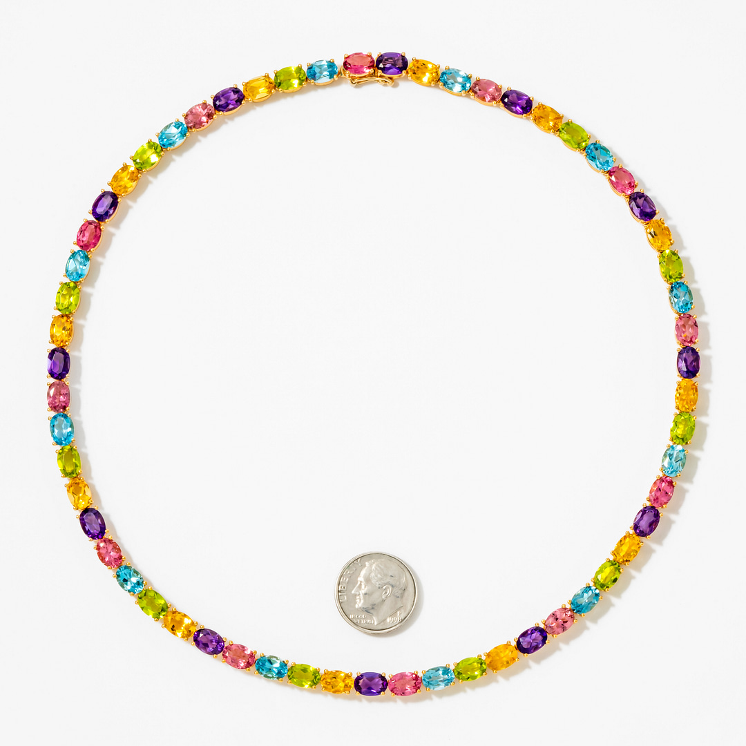45.85 Total Carat Weight Oval Multi Color Stone Necklace