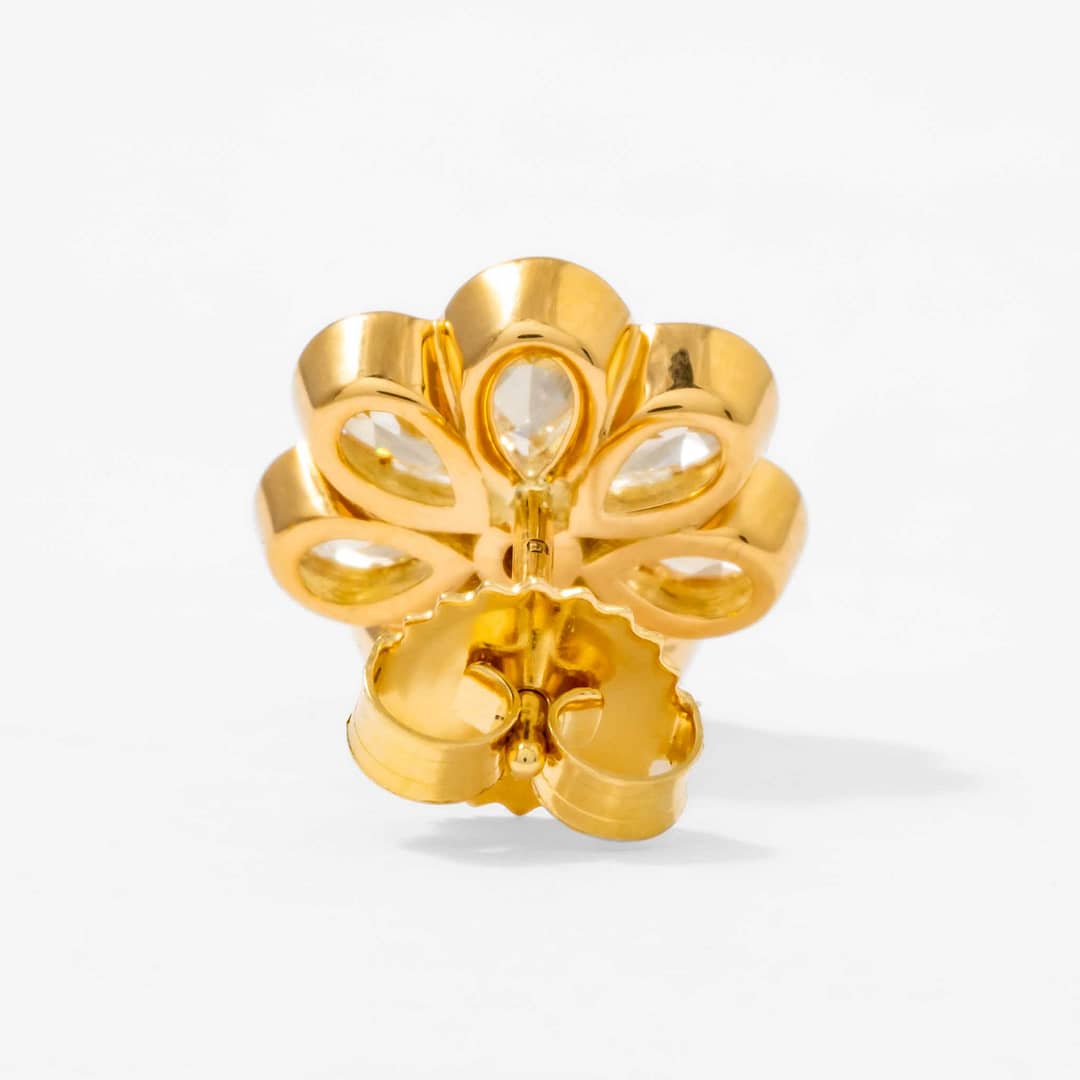 Herlipto♡Clear Flower Gold Tone pierces Coro Gold-Tone & Pink Rhinestone Clip Earrings | Chairish