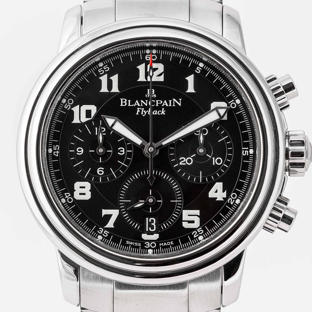 Preowned Blancpain Leman Flyback Chronograph Black Dial Stainless