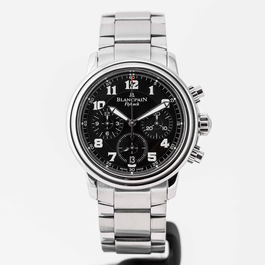 Preowned Blancpain Leman Flyback Chronograph Black Dial Stainless