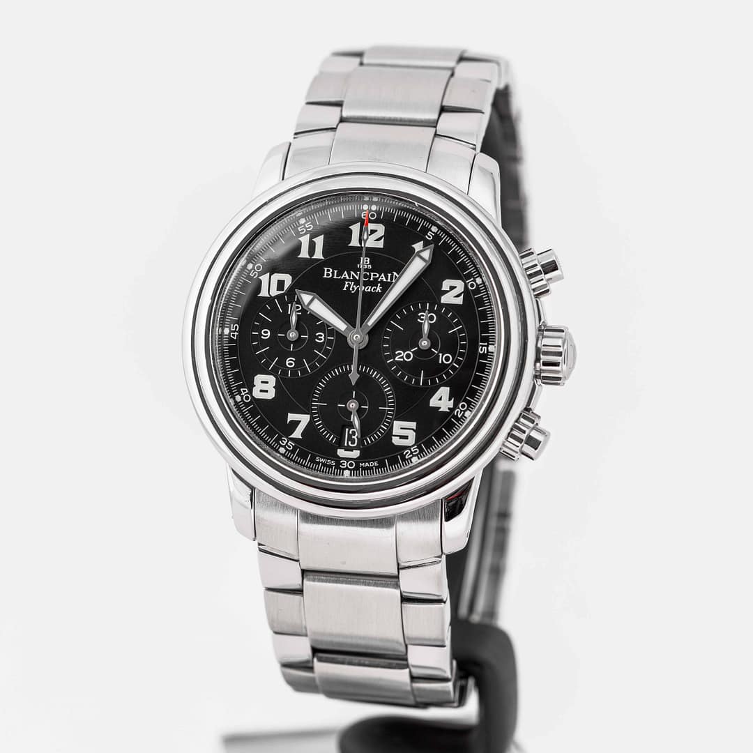 Preowned Blancpain Leman Flyback Chronograph Black Dial Stainless