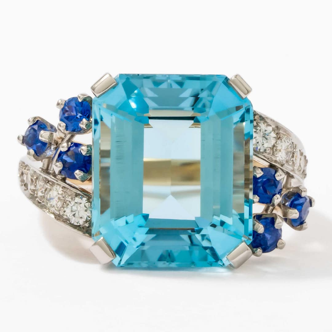 sapphire ring real aquamarine rings