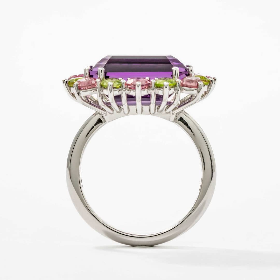 8.00 Carat Emerald Cut Amethyst, Peridot & Pink Tourmaline