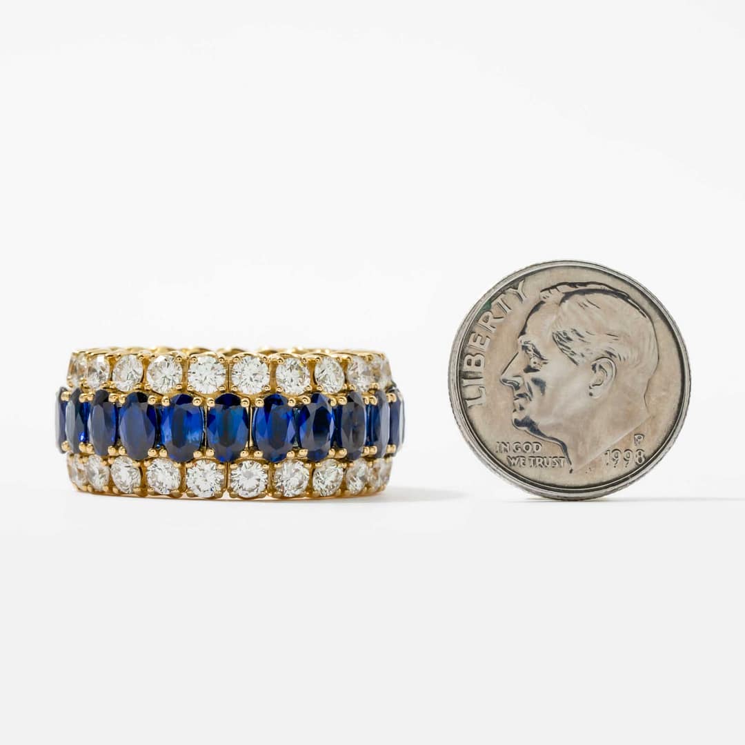 Picchiotti 7.11 Total Carat Weight Oval Blue Sapphire & Round