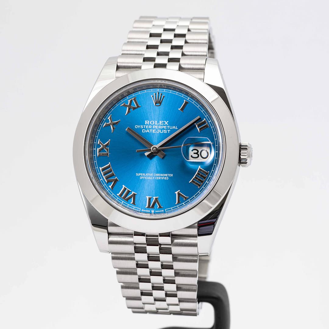 Rolex Datejust 41 Azzuro Blue Dial w. Roman Numerals Stainless