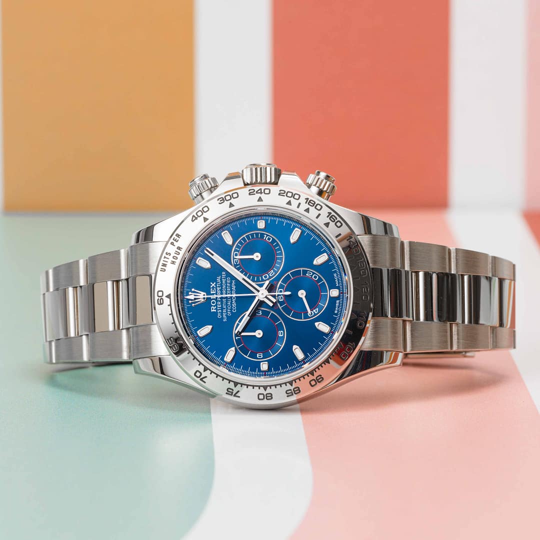 Rolex Cosmograph Daytona Chronograph Blue Dial White Gold 40mm