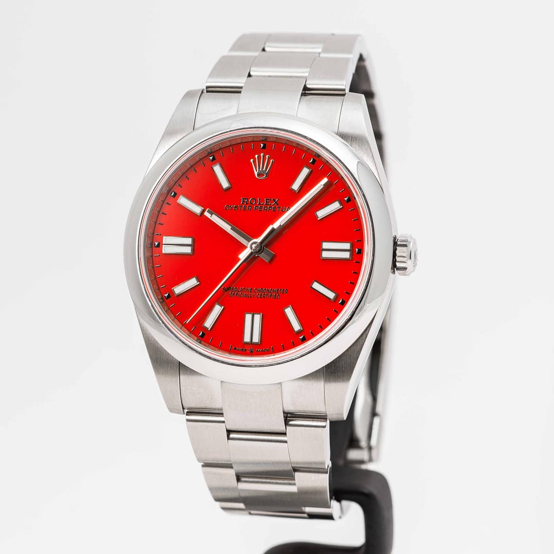 Rolex Oyster Perpetual 41 Coral Red Dial Stainless Steel 41mm
