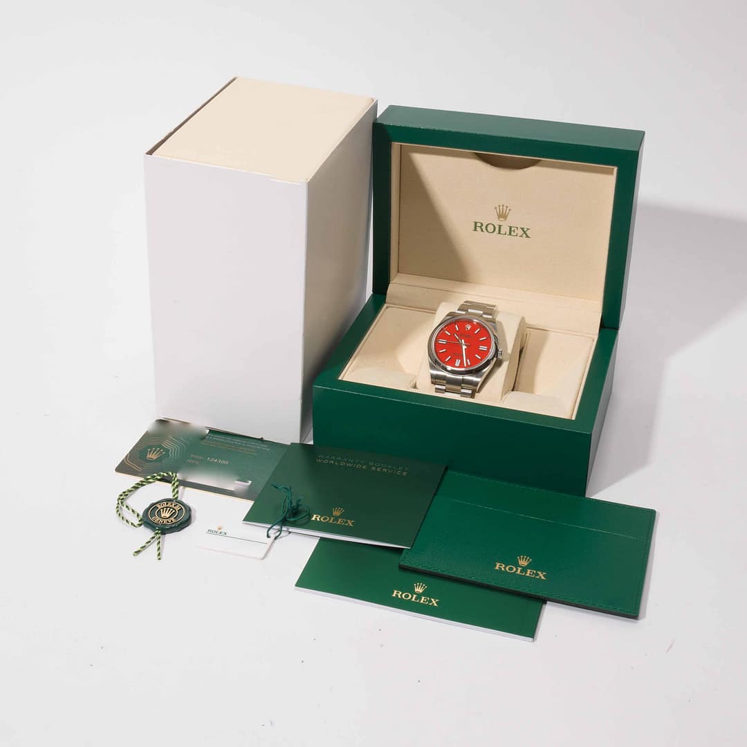 Rolex Oyster Perpetual 41 Coral Red Dial Stainless Steel 41mm