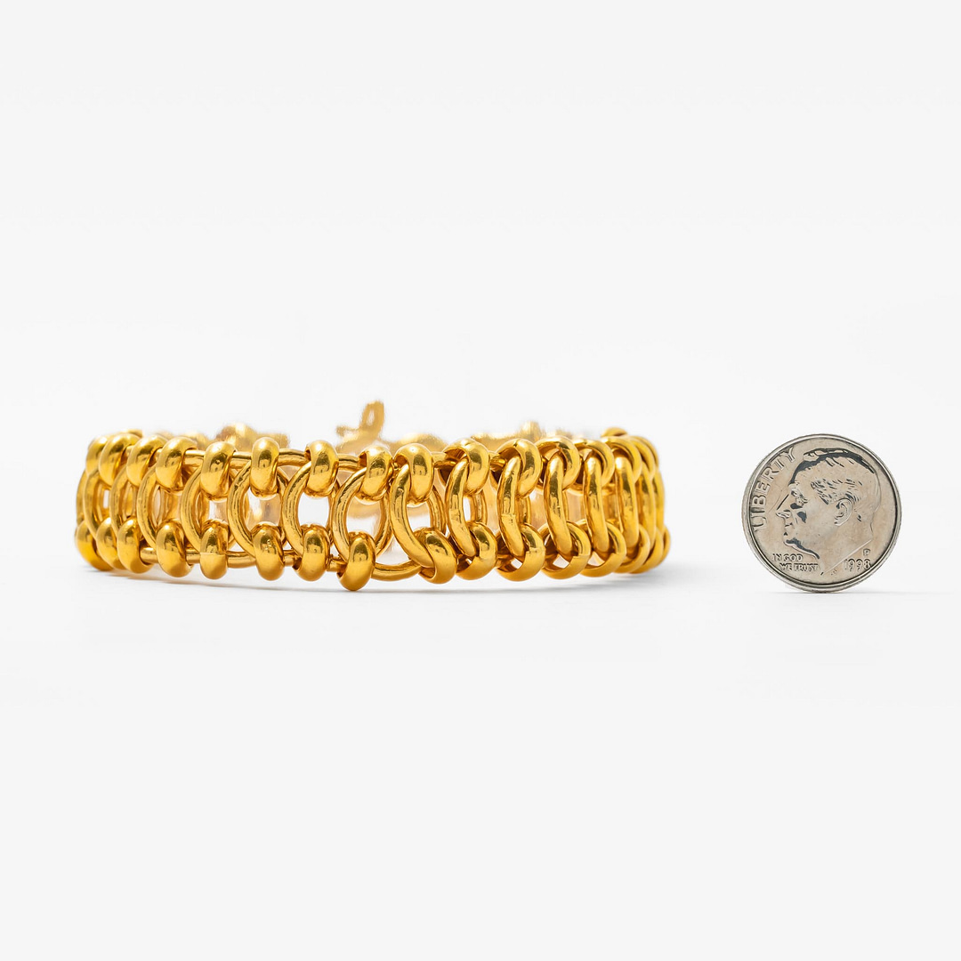 Gold and Silver Braid Interlocking Circle Hinged Bangler