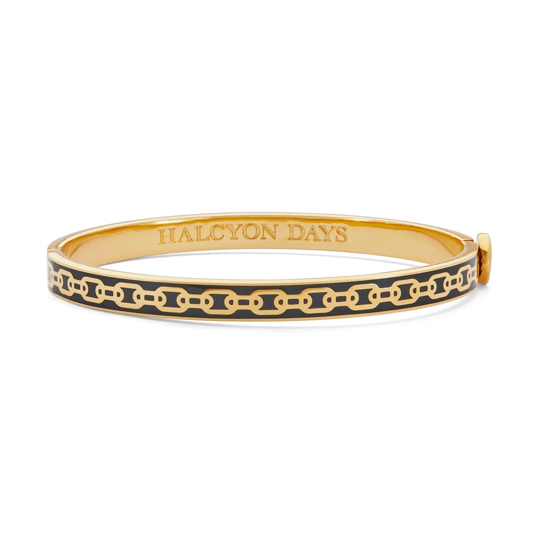 6mm Skinny Chain Hinged Bangle in Black and Gold — Shreve, Crump & Low