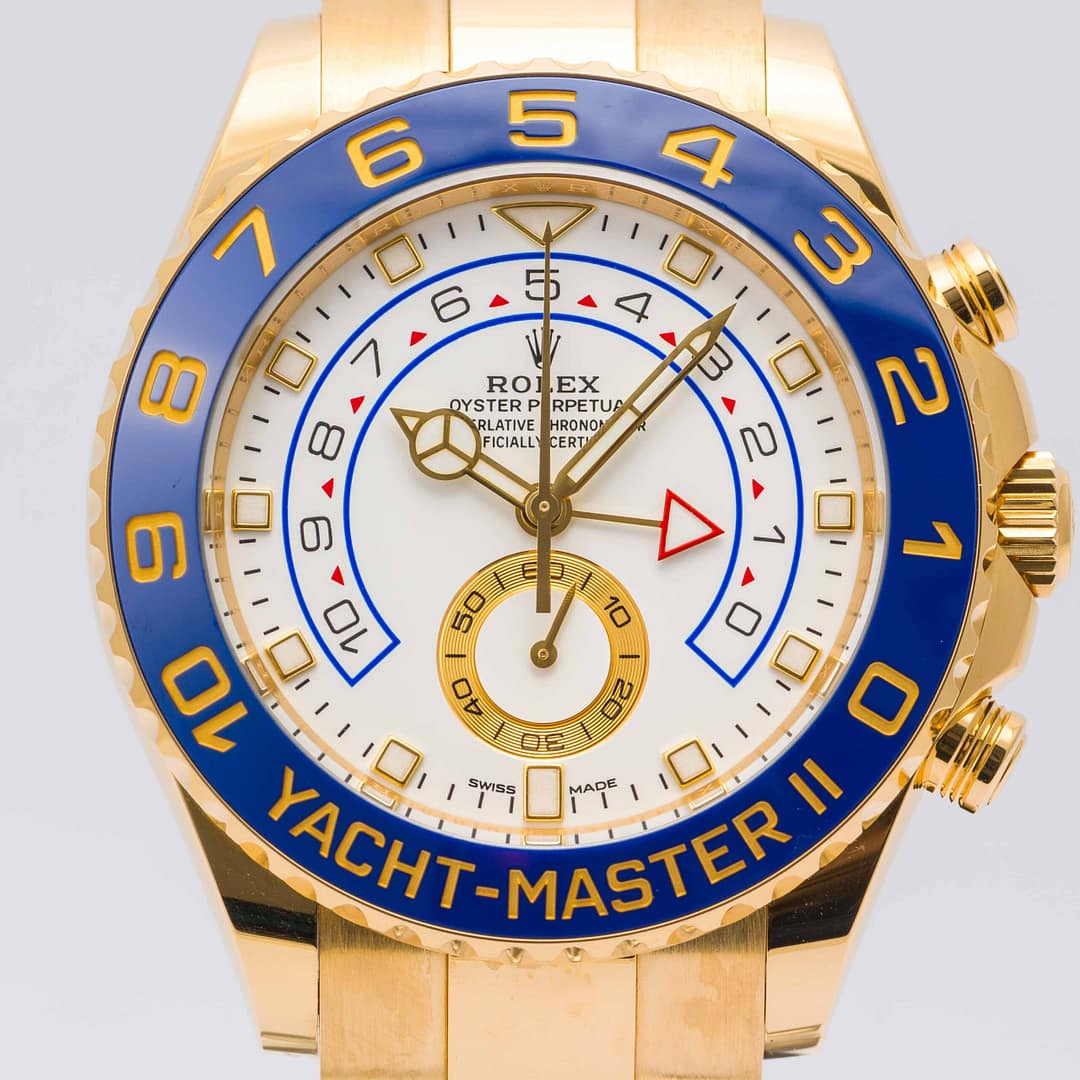 Rolex Yacht-Master II White Dial w. Mercedes Hand Yellow Gold 44mm