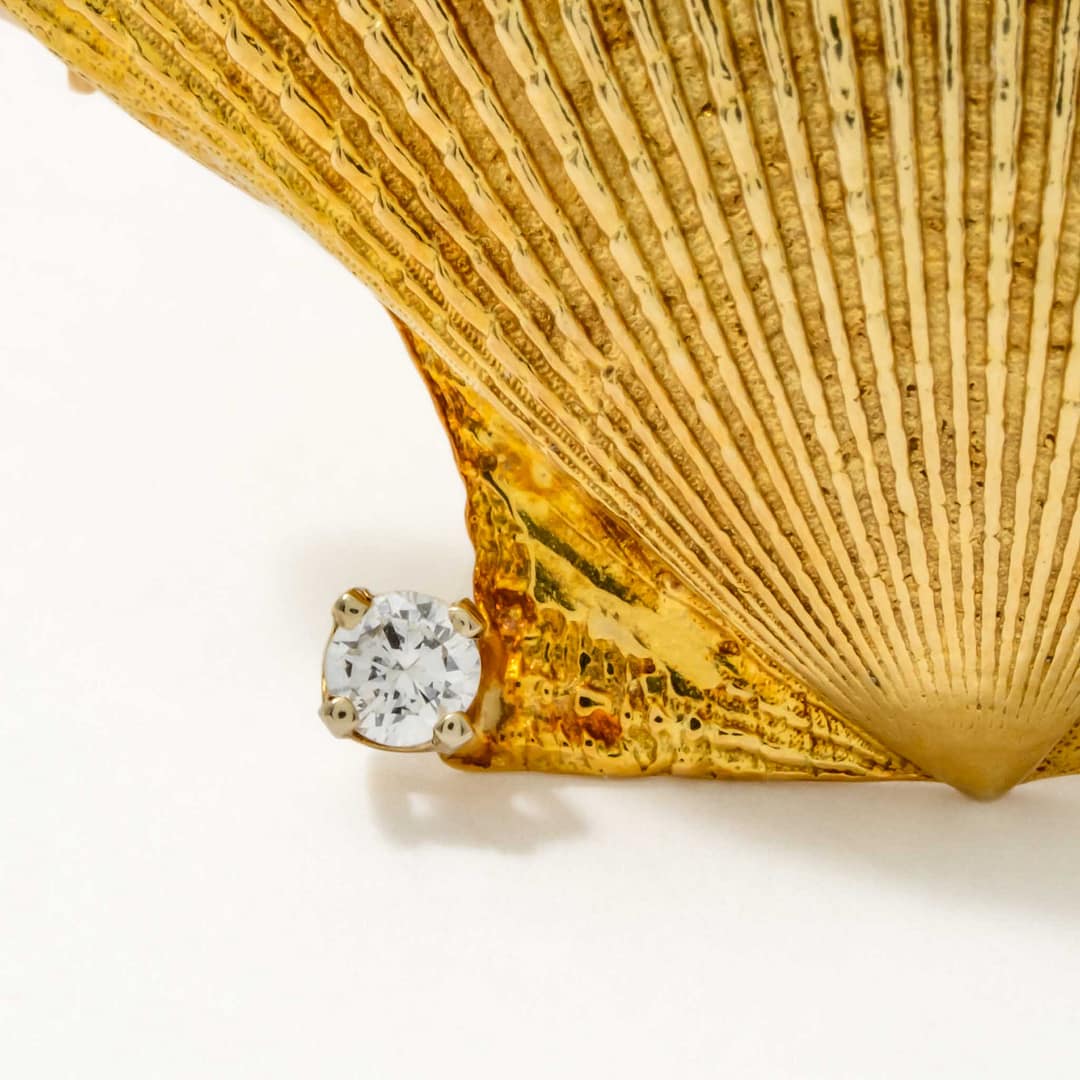 Tiffany & Co. 18 Karat Diamond Shell Pin (Yellow Gold) — Shreve