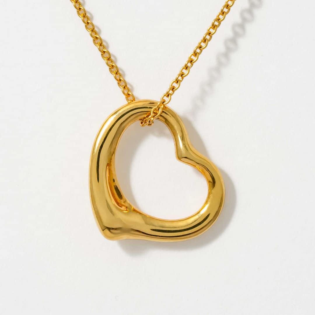 Tiffany Co 18 Karat Elsa Peretti Open Heart Pendant (Yellow Gold