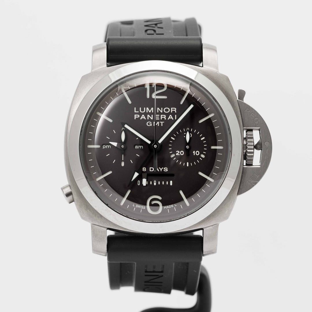 Pre-owned Panerai Luminor 1950 Monopulsante 8-Days GMT Titanium