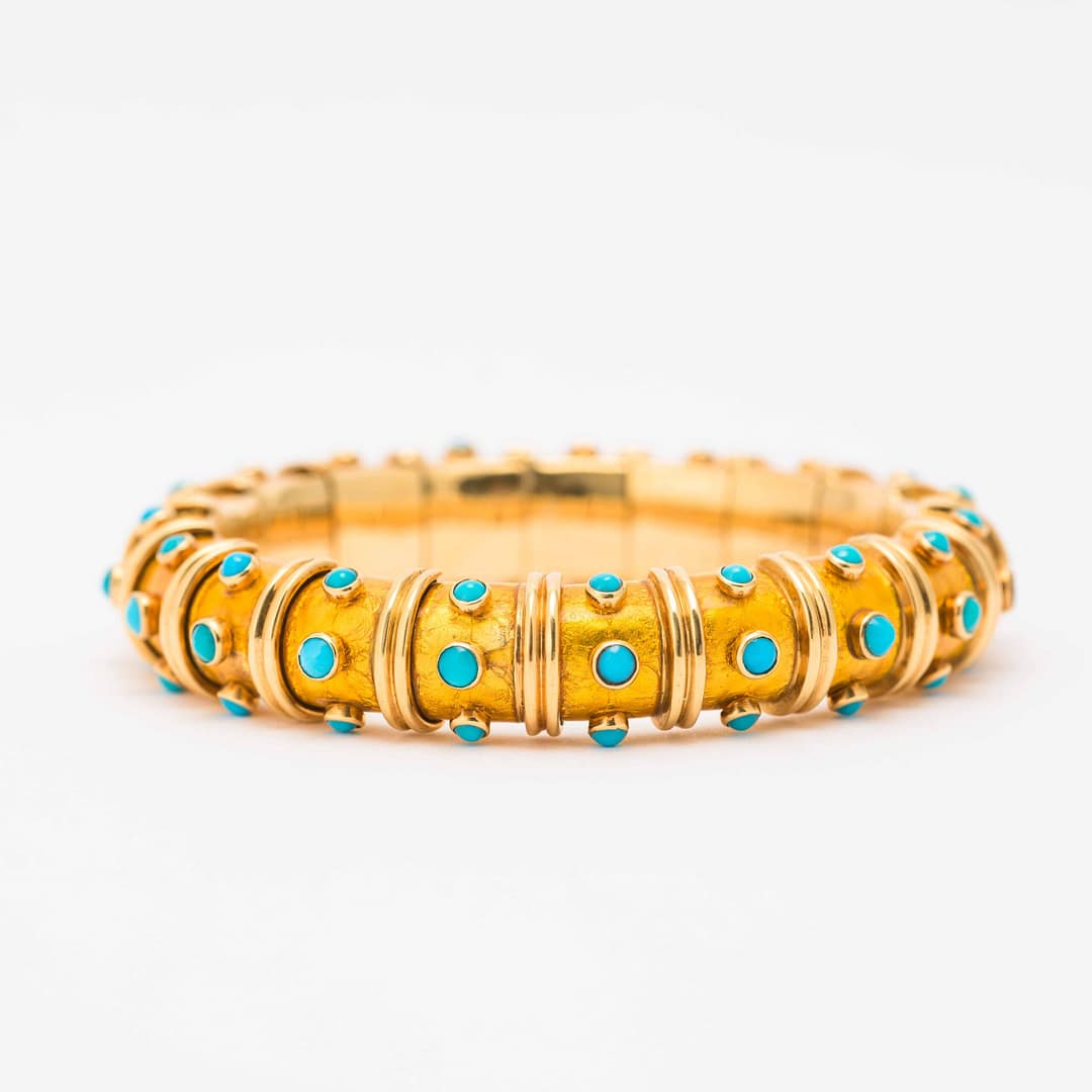 Tiffany & Co. 1950's Schlumberger Enamel and Turquoise Bangle