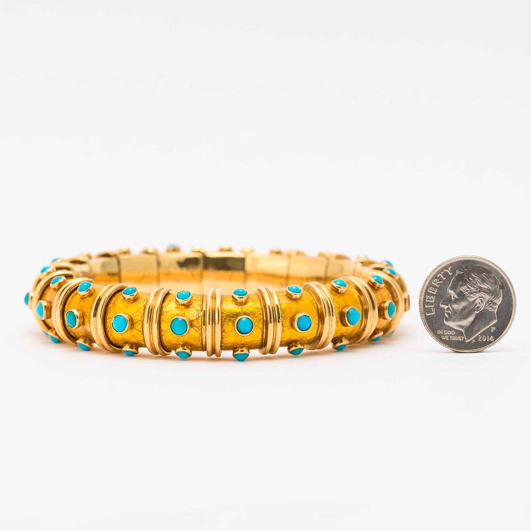 Tiffany & Co. 1950's Schlumberger Enamel and Turquoise Bangle