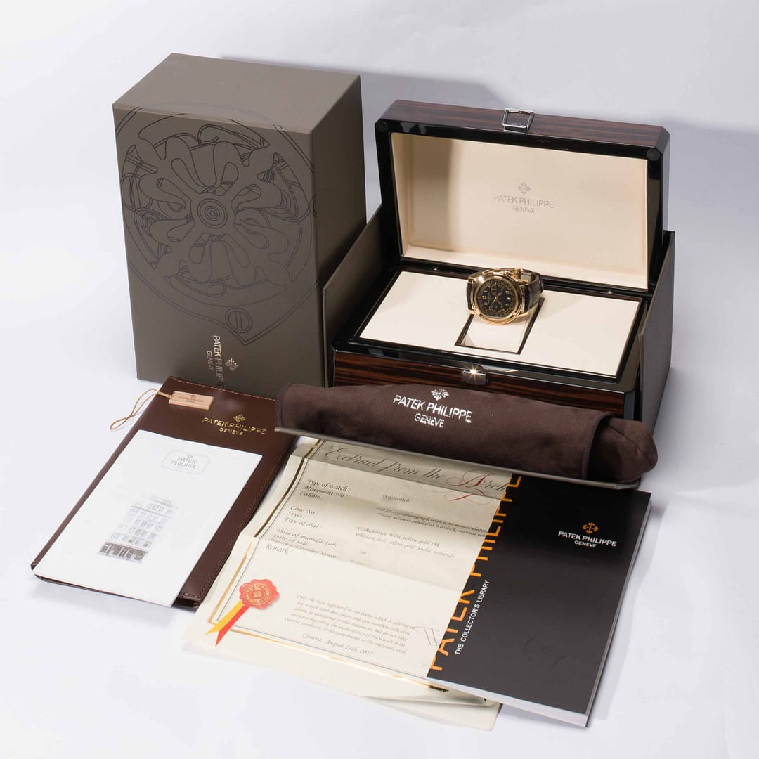 Patek Philippe Chronograph Black Gilt Dial Yellow Gold 42mm (5070J