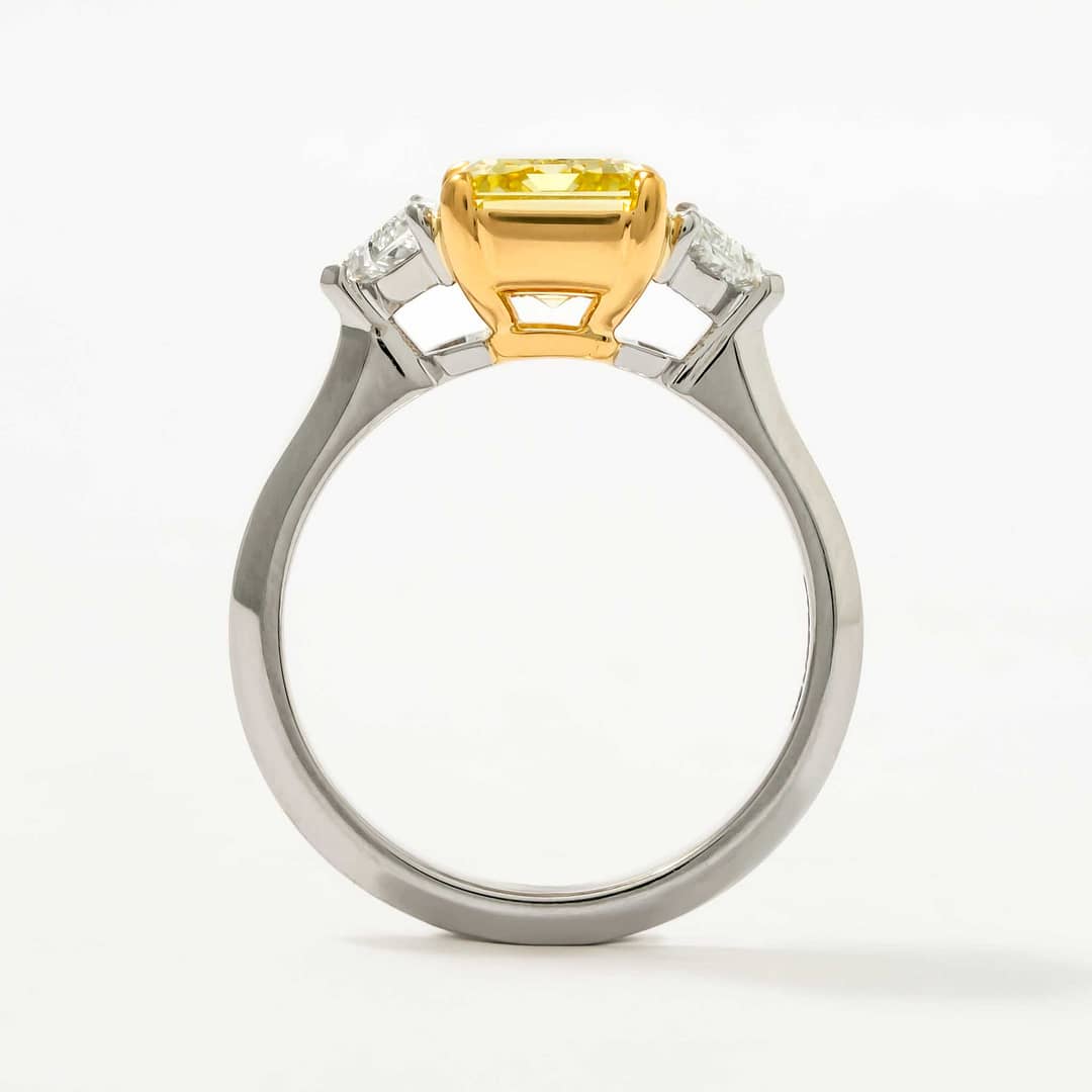 VERAMEAT ベラミート GEMINI ゴールド リング 3.13 Carat Emerald Cut Fancy Yellow VS2 Diamond 3 Stone