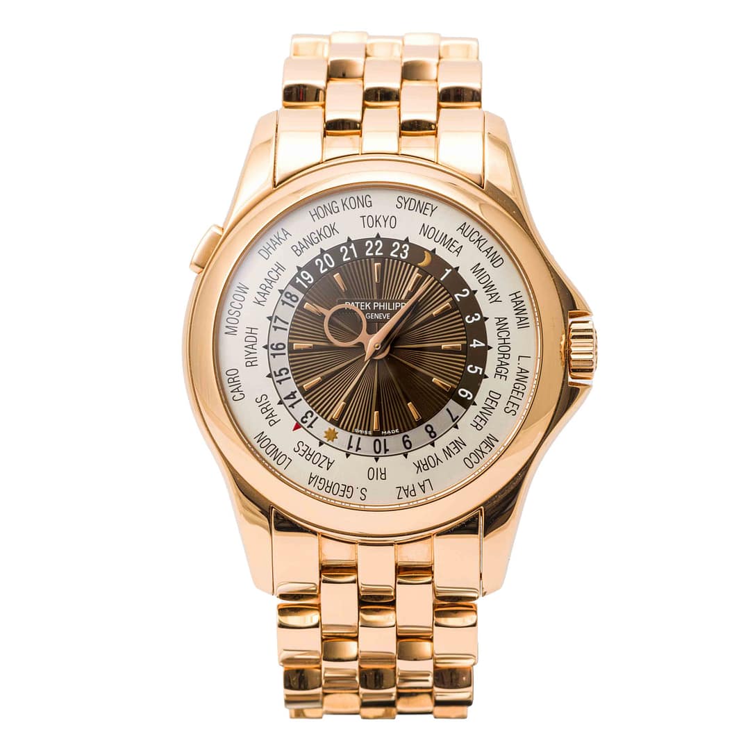Patek Philippe World Time Brown Guilloche Dial Rose Gold