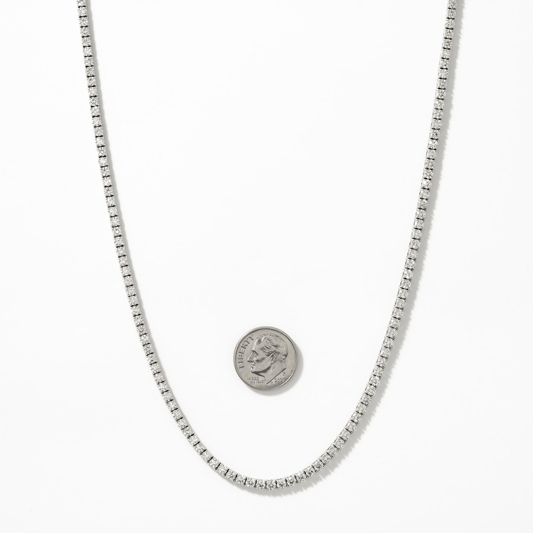 10.01 Total Carat Weight Diamond Tennis Necklace (White Gold