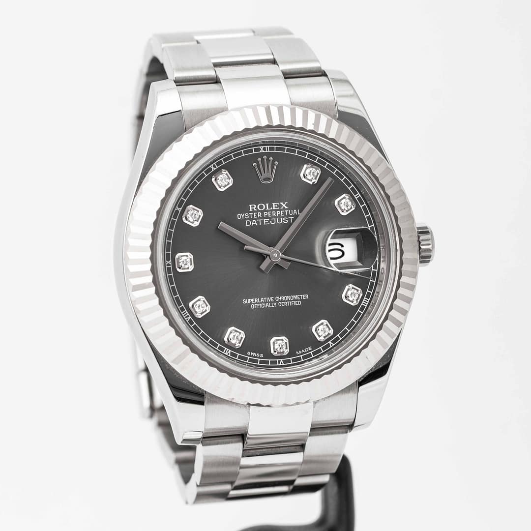 Rolex Datejust II Rhodium Diamond Dial Stainless Steel 41mm