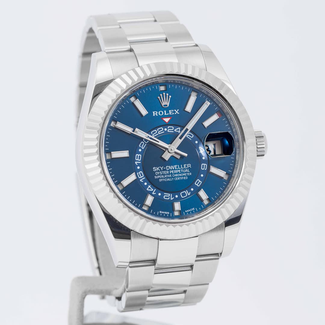 千羽鶴 (ペールブルー） Rolex SKY-DWELLER Oyster Perpetual Blue Dial Stainless Steel 42mm