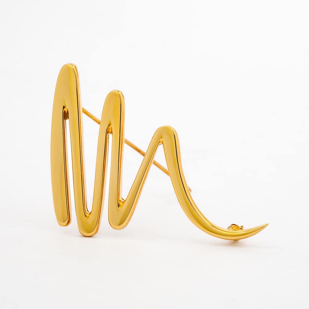 【美品】パロマピカソ マネークリップ ゴールド ティファニーデザイナー Tiffany & Co. 18 Karat Paloma Picasso Zig Zag Brooch Pin (Yellow