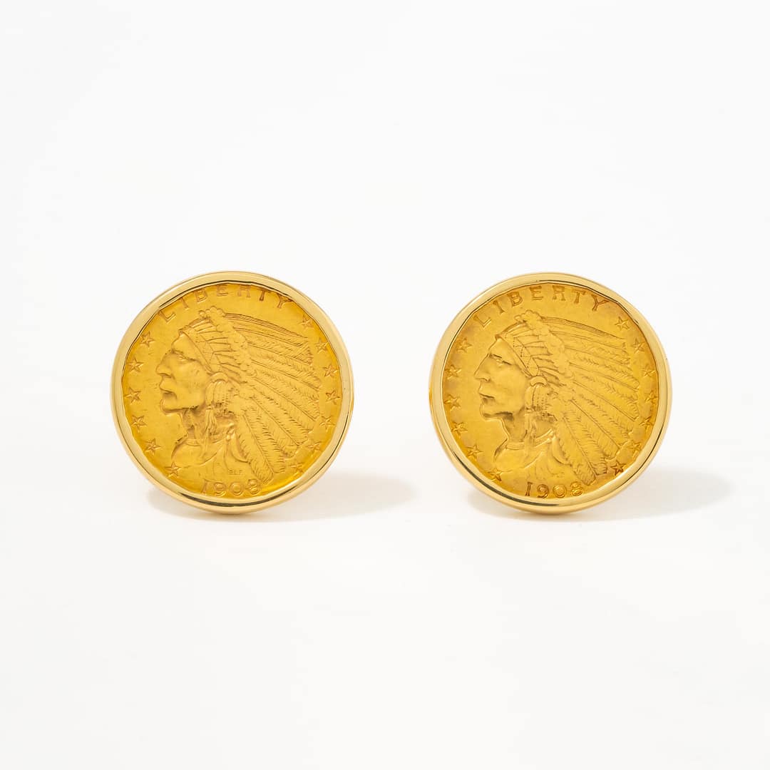 18 Karat 1908 Coin Cufflink (Yellow Gold) — Shreve, Crump & Low
