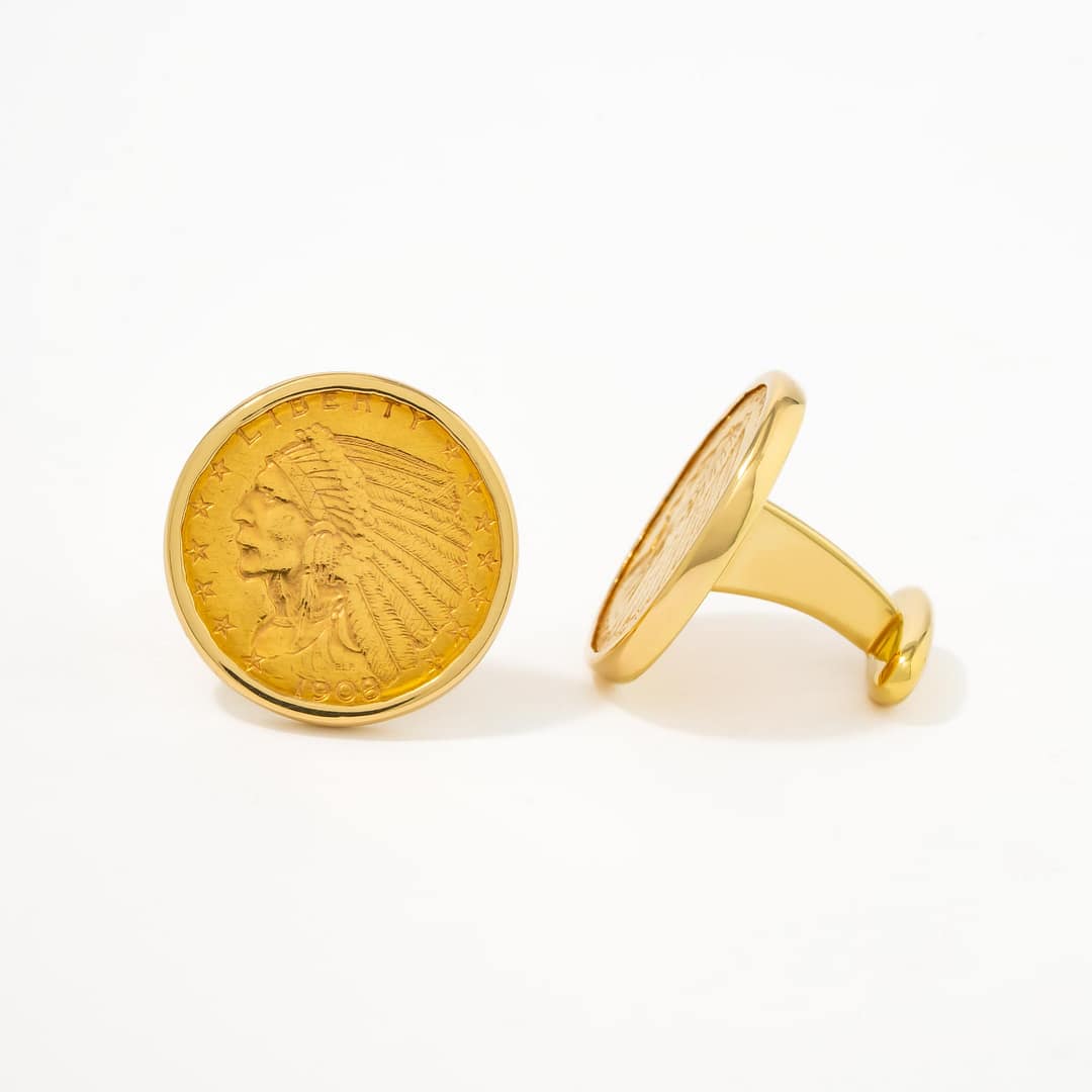 18 Karat 1908 Coin Cufflink (Yellow Gold) — Shreve, Crump & Low