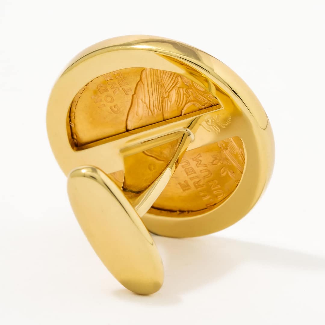 18 Karat 1908 Coin Cufflink (Yellow Gold) — Shreve, Crump & Low