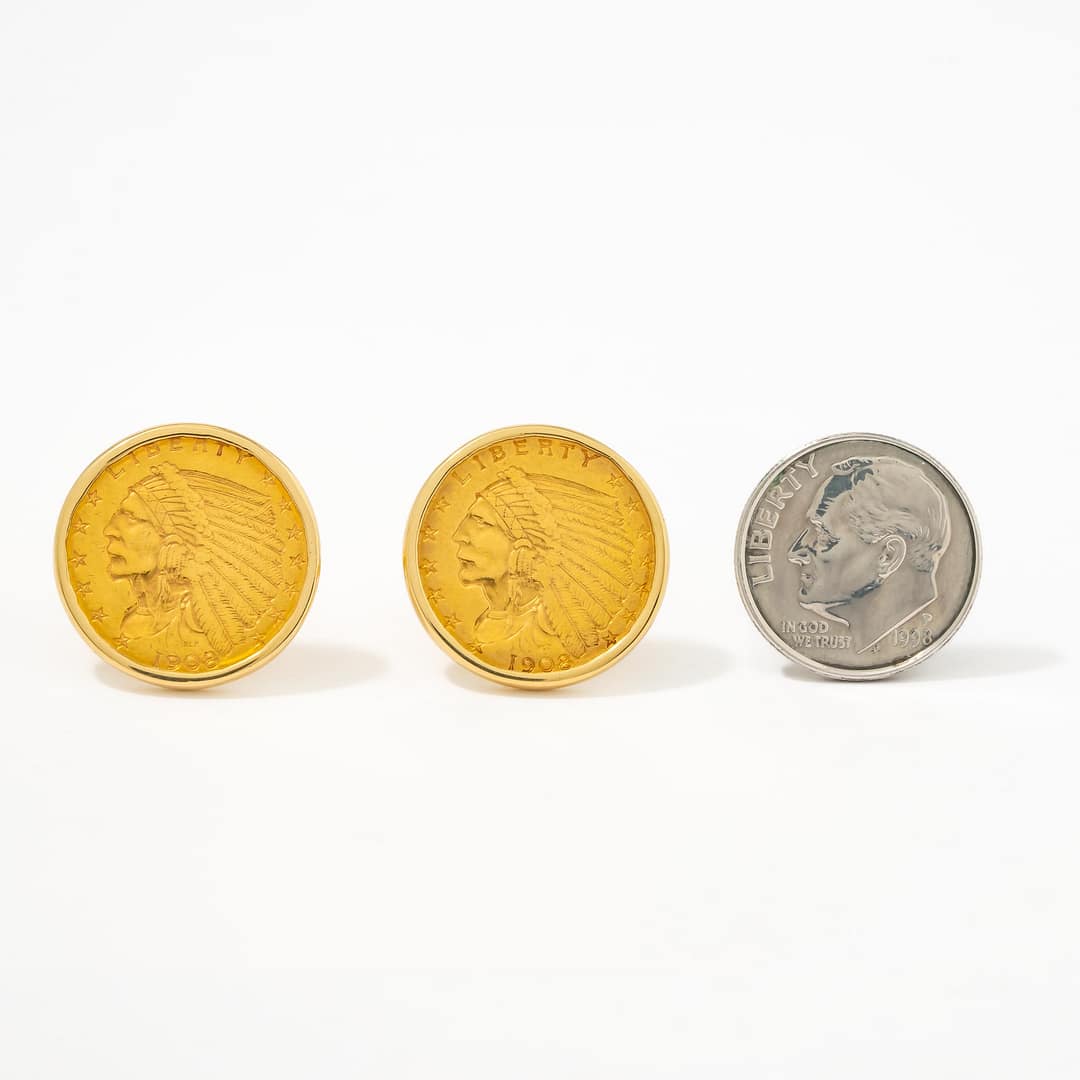 18 Karat 1908 Coin Cufflink (Yellow Gold) — Shreve, Crump & Low