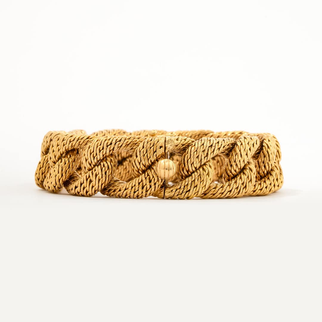 Tiffany & Co 18 Karat Textured Curb Link Mesh Bracelet (Yellow