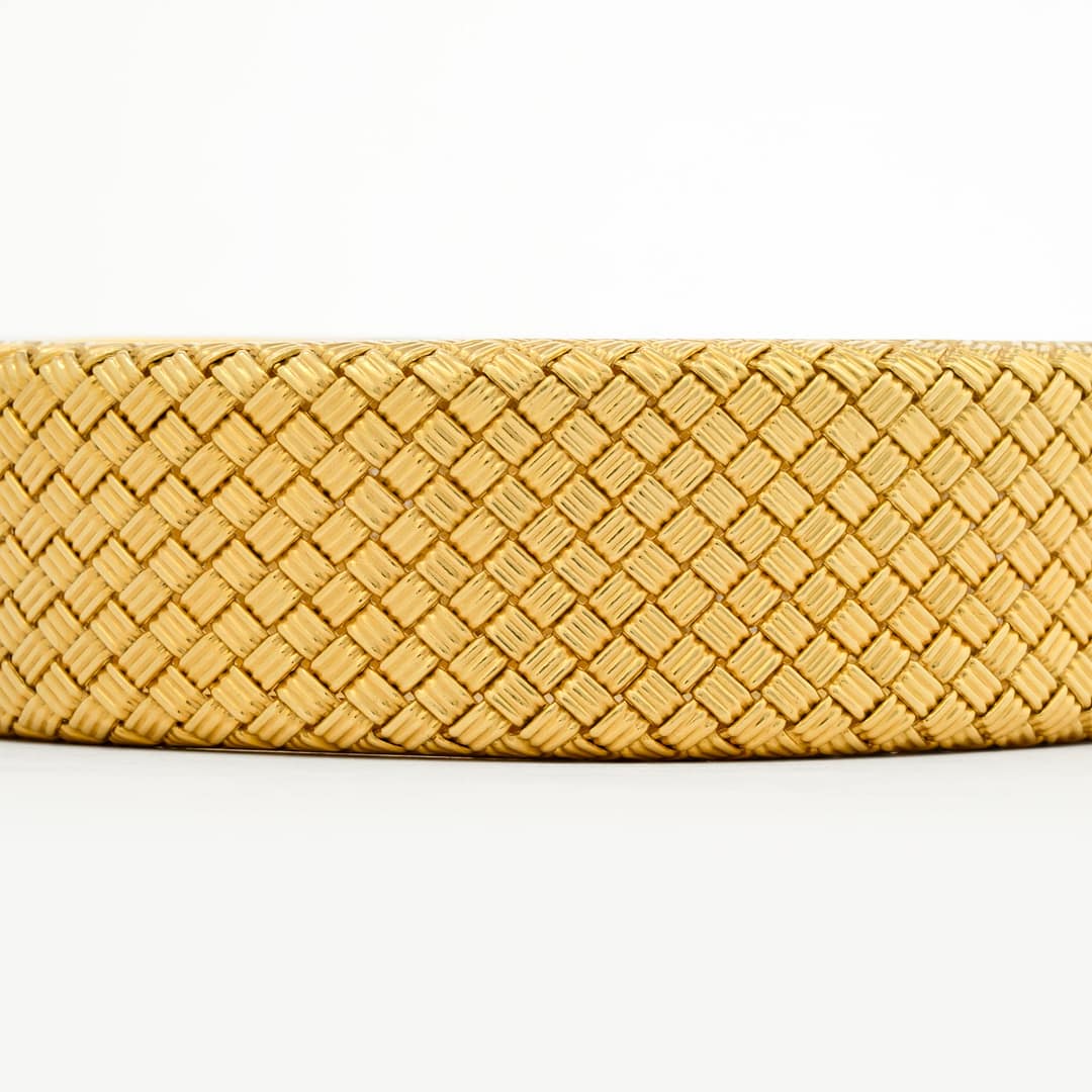 Vintage 18 Karat 20mm Woven Bangle Bracelet (Yellow Gold) — Shreve
