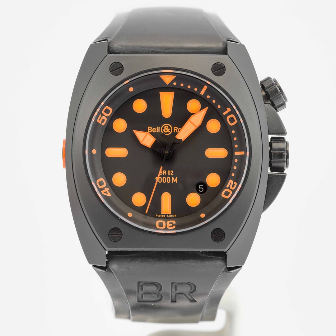 Bell & Ross BR 02 Marine Automatic Neon Orange Black PVD Stainless