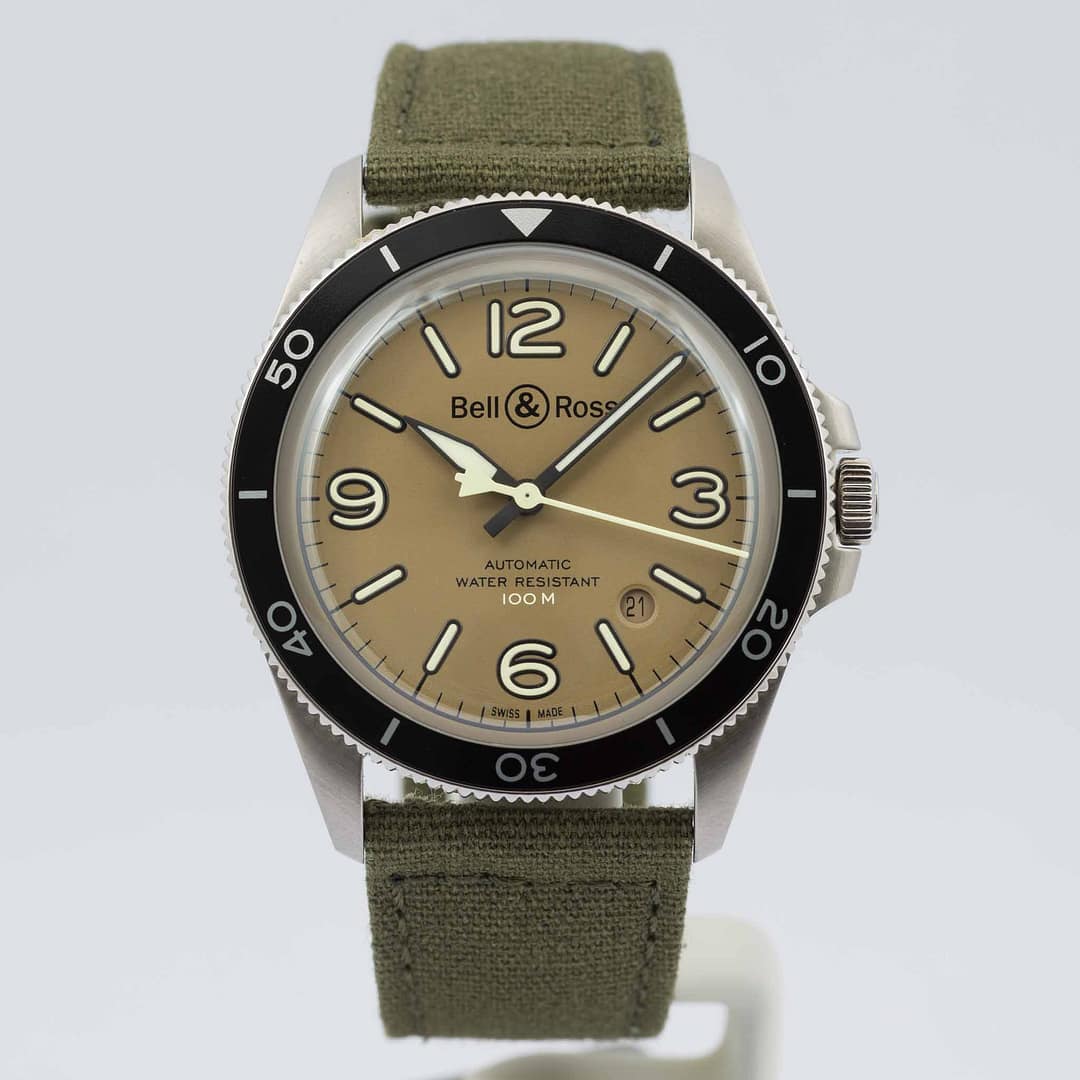Preowned Bell & Ross BR V2-92 Military Green Dial Stainless Steel