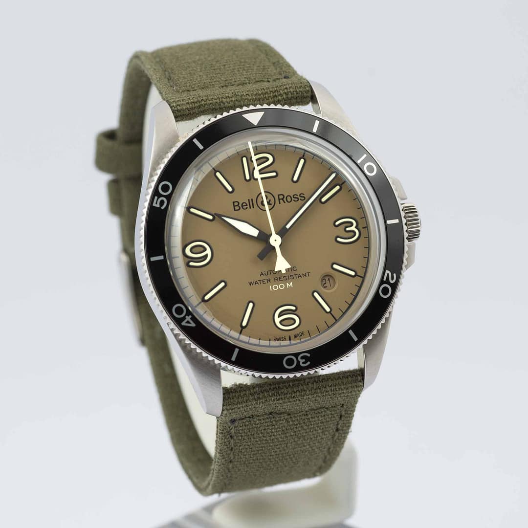 Preowned Bell & Ross BR V2-92 Military Green Dial Stainless Steel