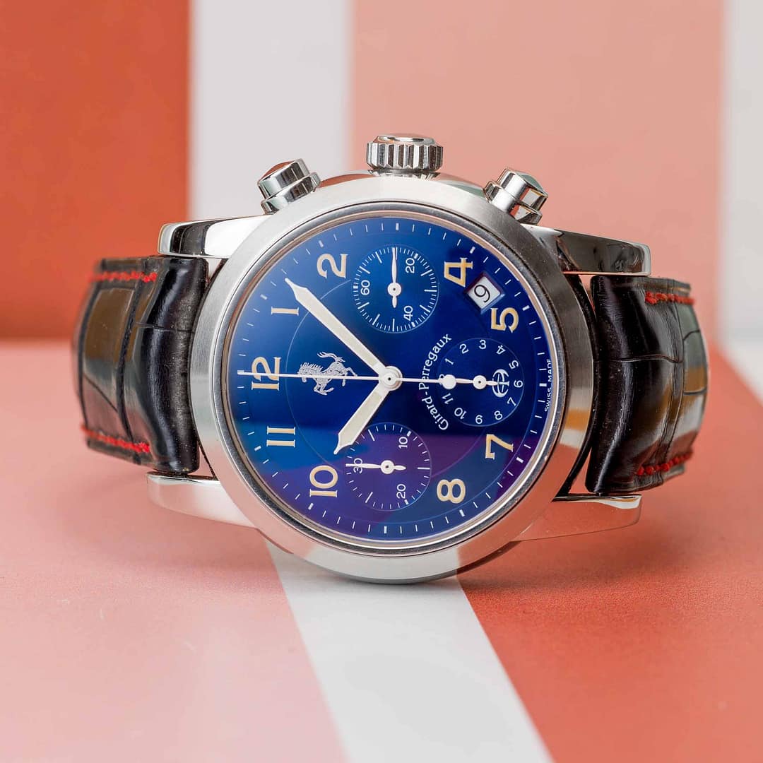 Preowned Girard Perregaux Blue Ferrari Chronograph Stainless Steel