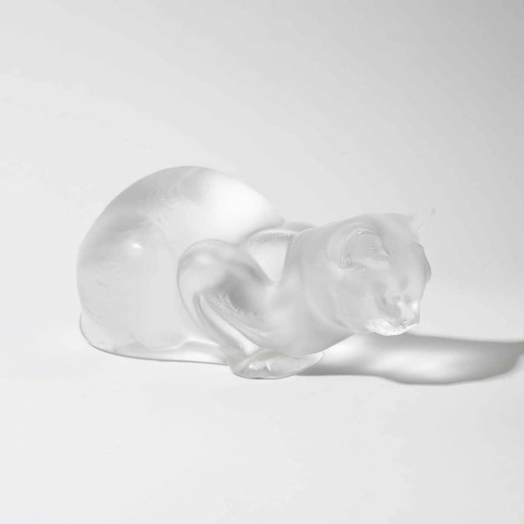 ラリック LALIQUE ネコ オブジェ クリスタル インテリア フィギュア