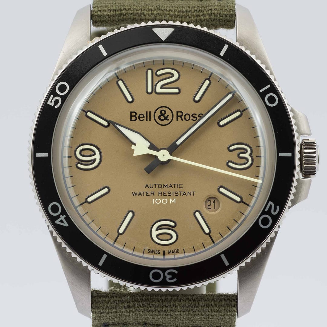 Preowned Bell & Ross BR V2-92 Military Green Dial Stainless Steel