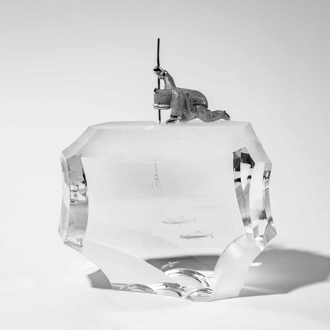 大きな取引 Steuben Vintage Crystal (American Sculpture Fisherman Arctic 工芸品