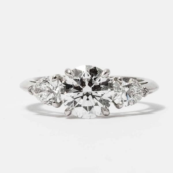 carat D VVS2 Round Cut Tiffany Diamond 3-Stone Ring, signed