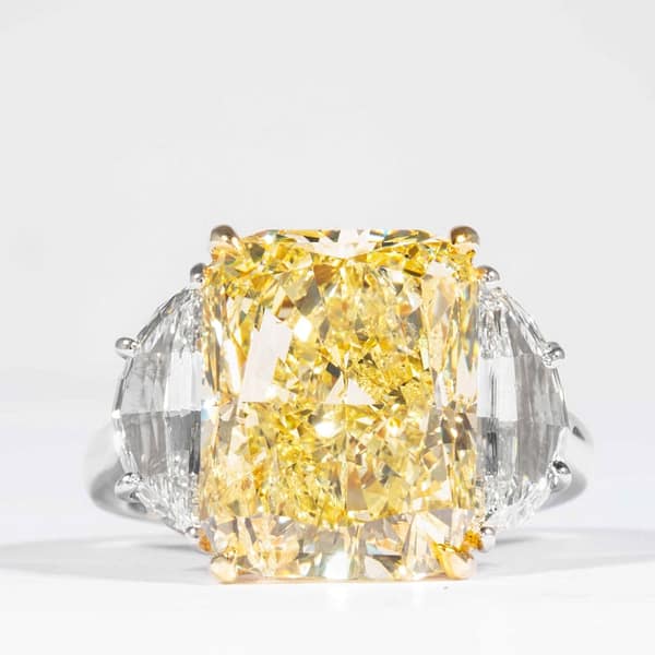 carat Fancy Yellow Radiant Cut 3-Stone Canary Diamond Ring