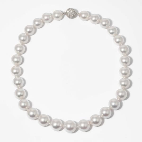 アクセサリー southpowcrwn 14.10mm - 16.7mm South Sea Pearl Necklace with Diamond Clasp