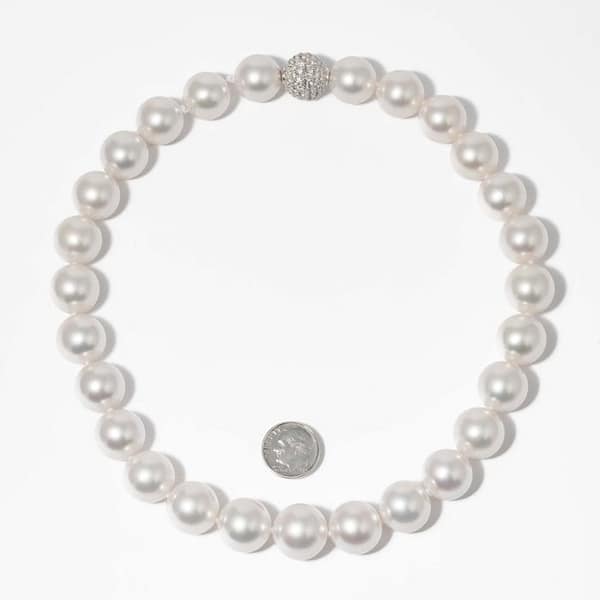 15mm - 17.2mm Fine South Sea Pearl Necklace with Diamond Clasp